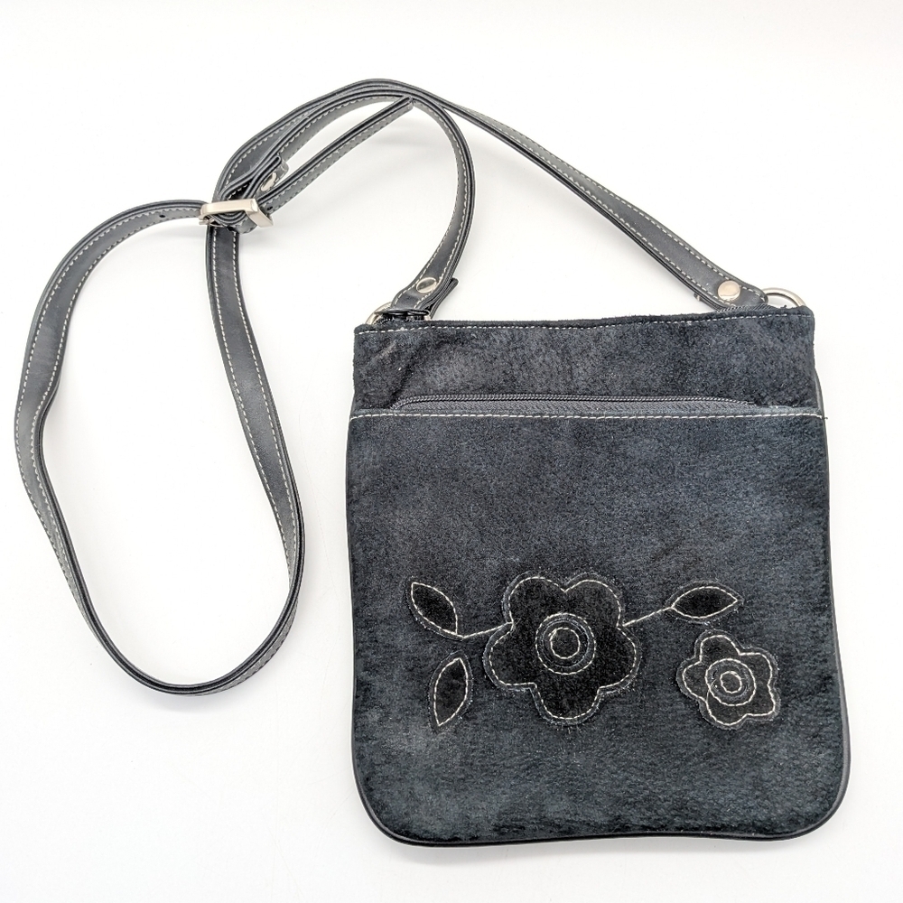 Vintage Xhilaration black Y2K leather floral small crossbody bag